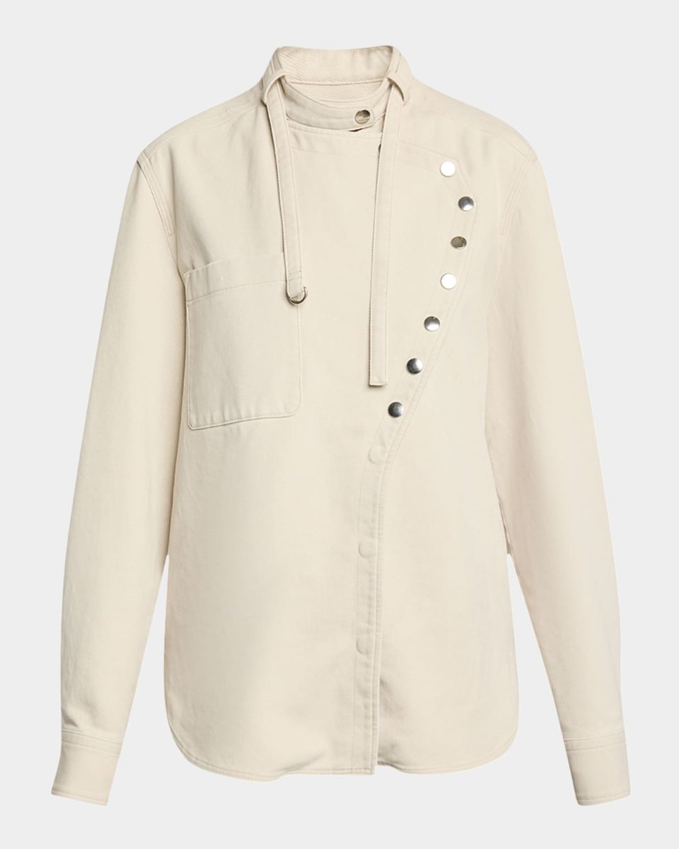 Tess Asymmetric Snap-Button Cotton Shirt